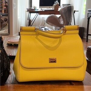 Dolce & Gabbana Yellow Sicily Satchel Bag Medium